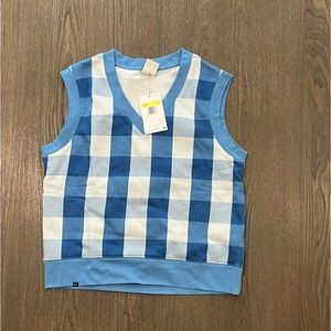 NWT Nike Women's Golf Buffalo Plaid Blue Vest - Size S